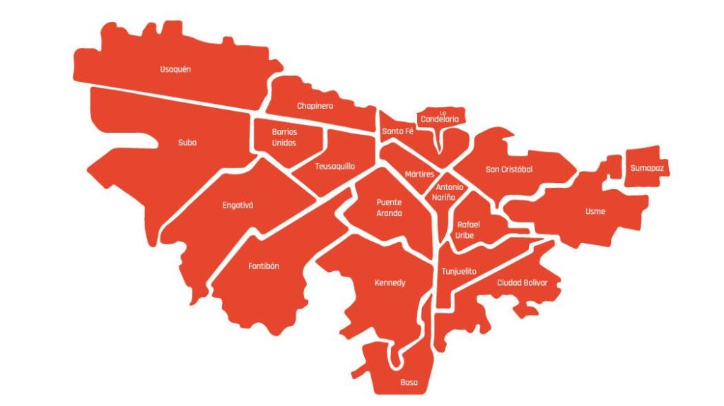 Mapa de las localidades de Bogotá
